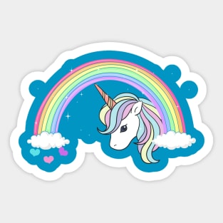 Unicorn Rainbow with Sparkles and Hearts no words wording Sticker